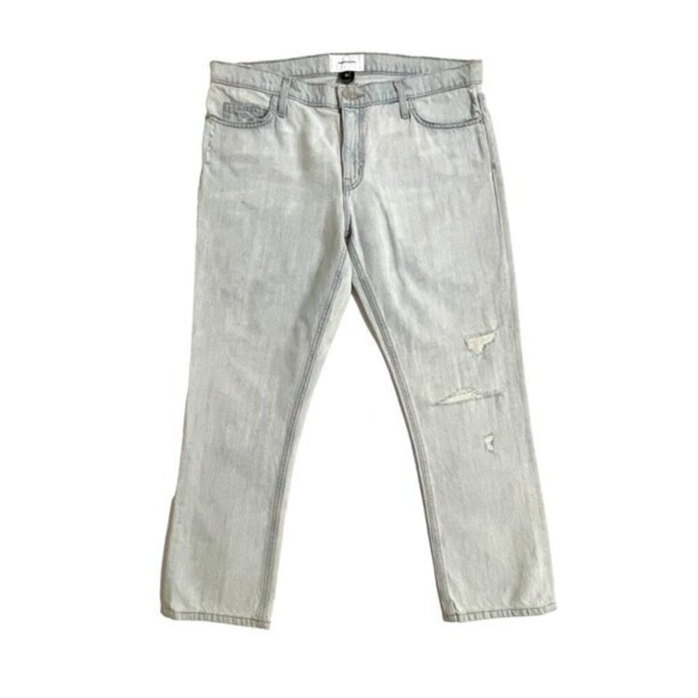Current Elliott Jeans The Cropped Straight Leg Destroy Ankle Denim 30 New